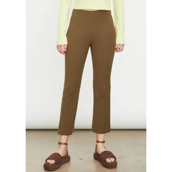 Vince High Waist Crop Flare Pant - Olive Night M - Picture 1 of 8
